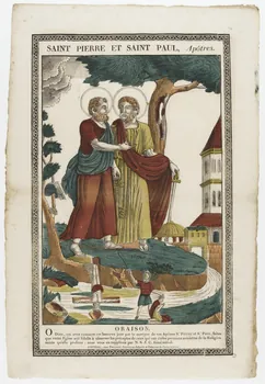 François Georgin ; Pellerin imagerie ancienne SAINT PIERRE ET SAINT PAUL, Apôtres. Lorraine, France 1828-1837 1965.75.219  Photo RMN-Grand Palais (Mucem)