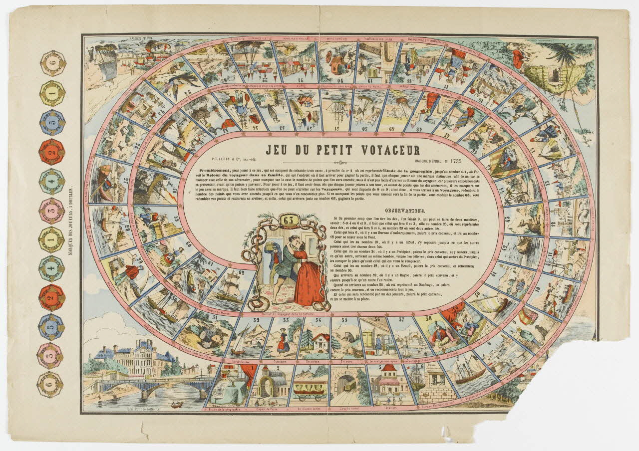 jeu de l'oie JEU DU PETIT VOYAGEUR 1977.80.18 Photo RMN-Grand Palais (Mucem)
