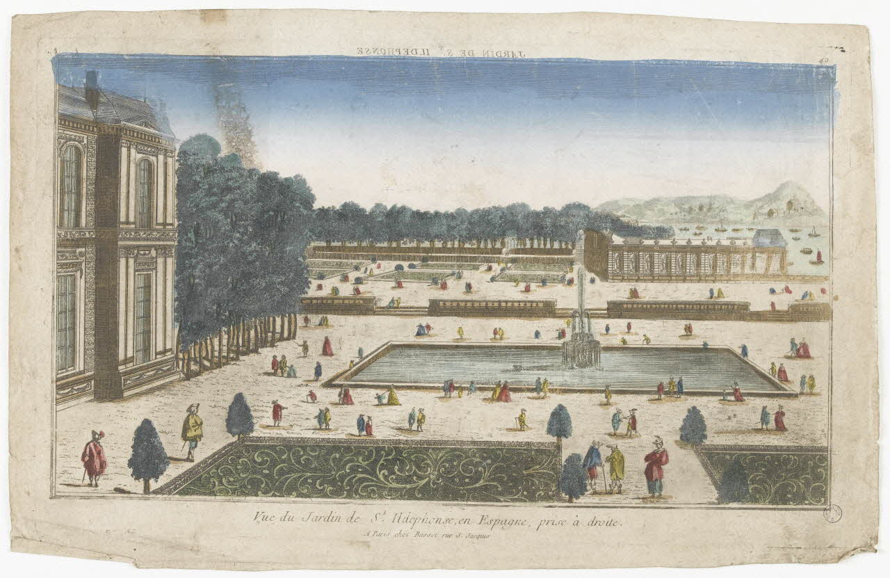 imagerie ancienne Vue du Jardin de St Ildephonse, en Espagne, prise à droite. 2002.11.11 Photo RMN-Grand Palais (Mucem)