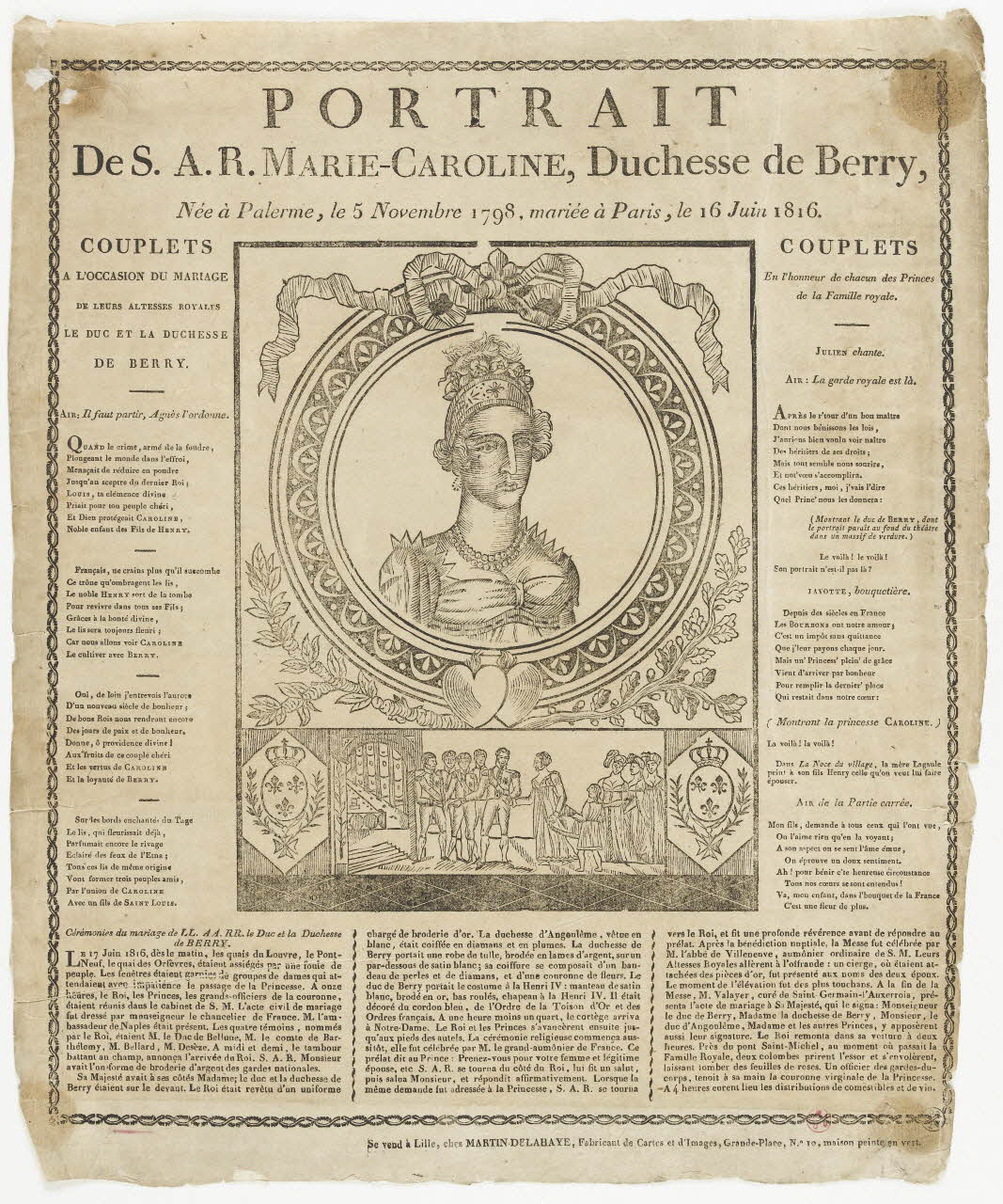 Henri Alexandre Joseph Martin-Delahaye imagerie ancienne PORTRAIT  DE S.A.R. MARIE-CAROLINE, Duchesse de Berry, Lille 1816 1939.1.13 Photo RMN-Grand Palais (Mucem)