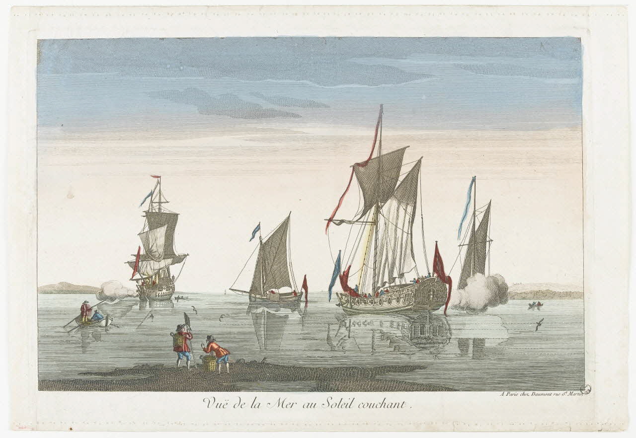 Daumont Jean-François imagerie ancienne Vuë de la Mer au Soleil couchant. Paris 1730 1943.16.203 Photo RMN-Grand Palais (Mucem)