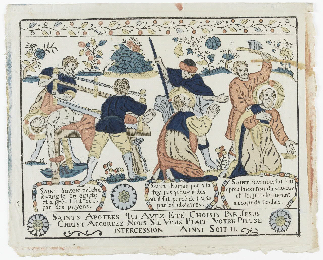 suite SAINTS APOTRES QUI AVEZ ETE CHOISIS PAR JESUS  CHRIST ACCORDEZ NOUS SIL VOUS PLAIT VOTRE PIEUSE  INTERCESSION AINSI SOIT IL 1957.21.3 Photo RMN-Grand Palais (Mucem)