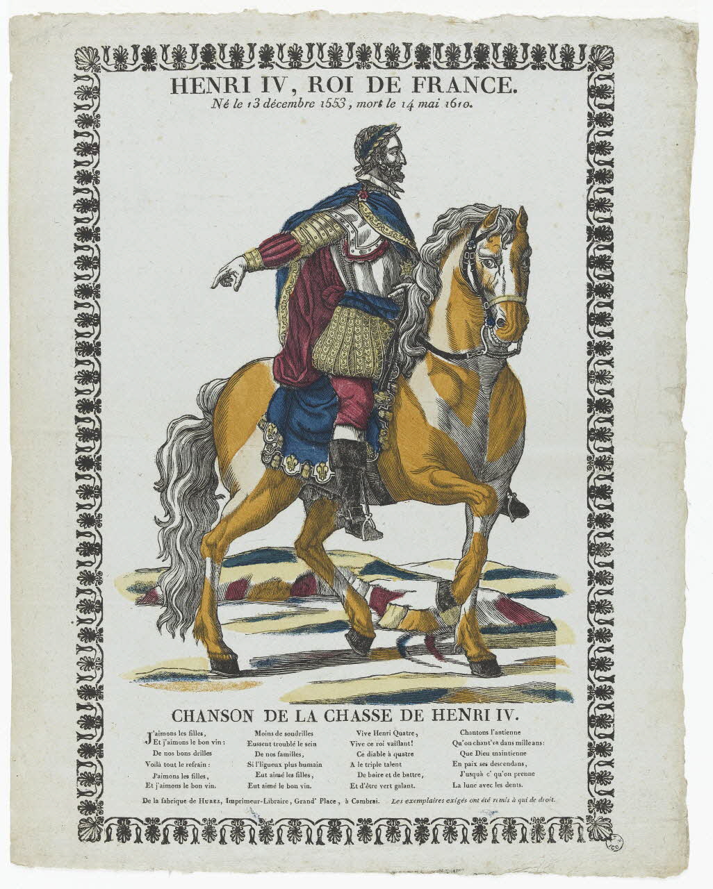 Pierre-François Godard ; Jean François Joseph Hurez imagerie ancienne HENRI IV, ROI DE FRANCE. Cambrai 1815-1817 1965.75.133 Photo RMN-Grand Palais (Mucem)