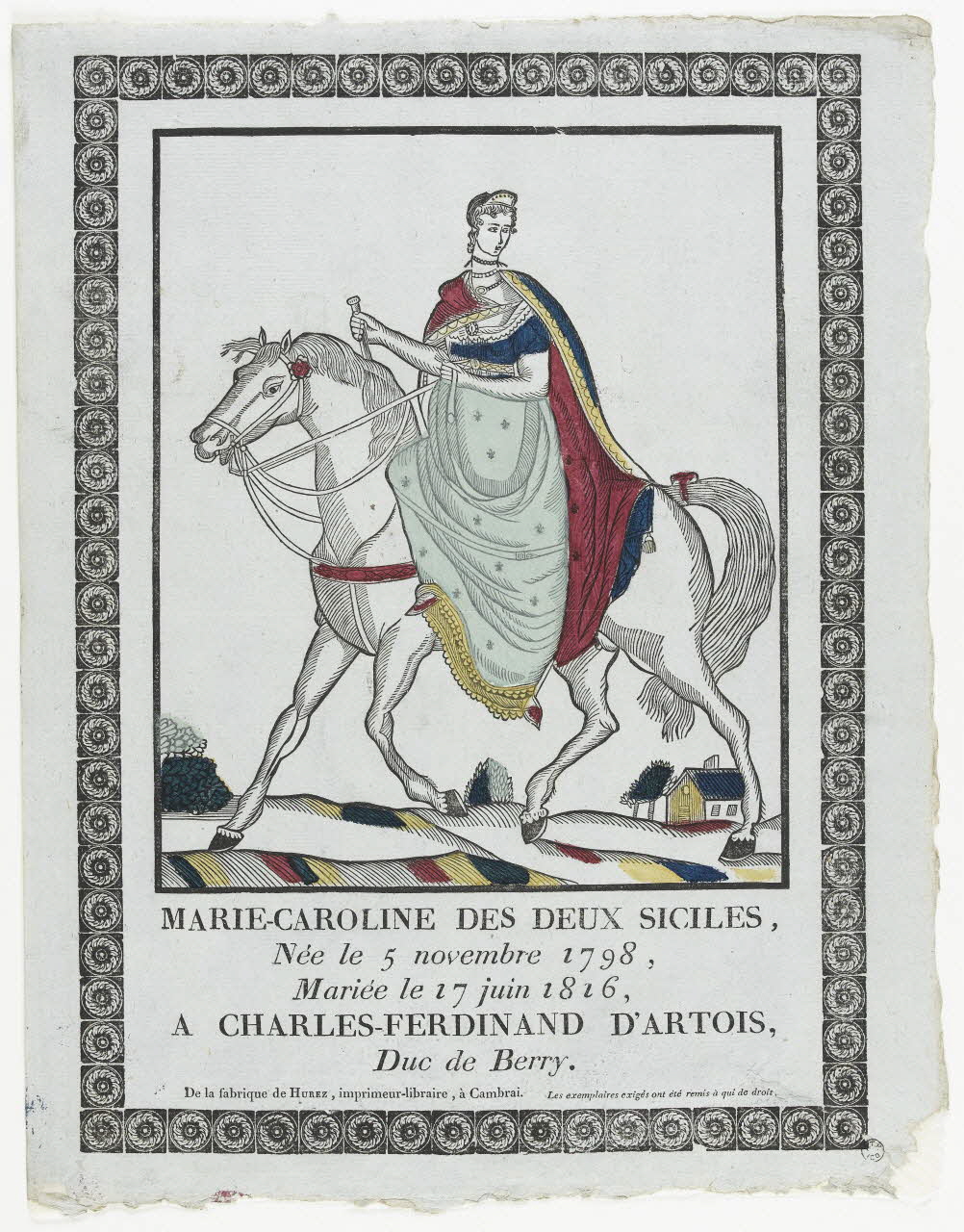 Jean François Joseph Hurez imagerie ancienne MARIE-CAROLINE DES DEUX SICILES Cambrai 1815-1817 1965.75.135 Photo RMN-Grand Palais (Mucem)