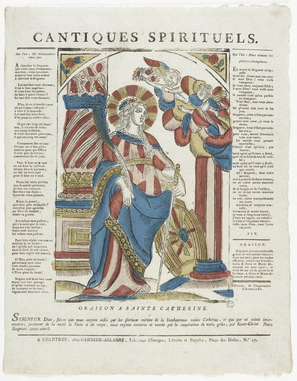 Jacques-Pierre Garnier-Allabre ; Pierre Paul Rubens imagerie ancienne CANTIQUES SPIRITUELS.  ORAISON A SAINTE CATHERINE. Centre-Val de Loire, France 1815-1823 1965.75.175 Photo RMN-Grand Palais (Mucem)