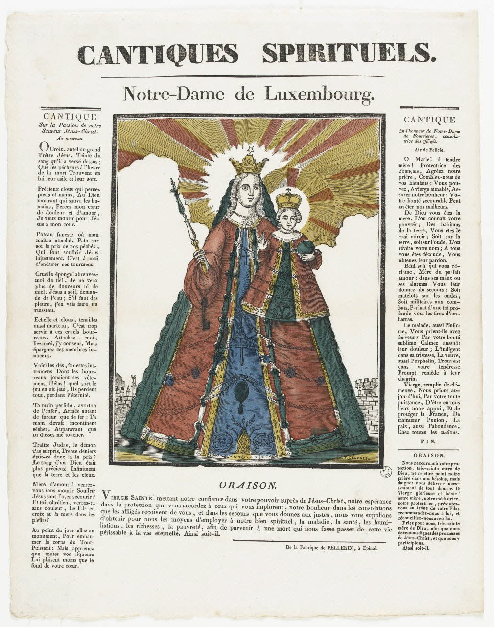 François Georgin ; Pellerin imagerie ancienne CANTIQUES SPIRITUELS.  Notre-Dame de Luxembourg. Lorraine, France 1837 1965.75.333 Photo RMN-Grand Palais (Mucem)
