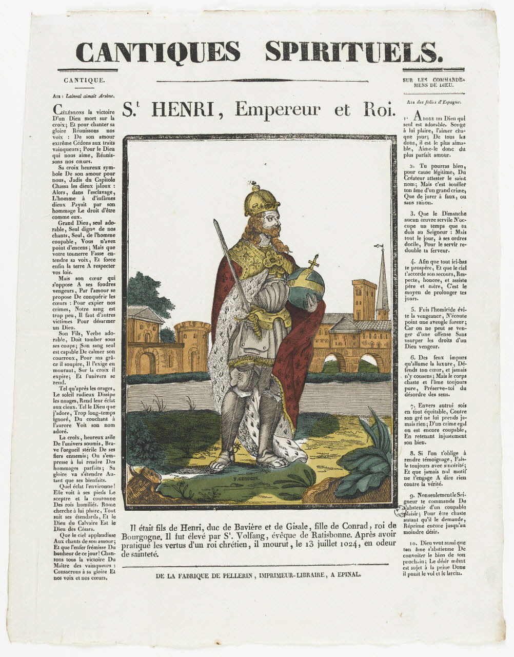 Pellerin imagerie ancienne CANTIQUES SPIRITUELS.  S.t HENRI, Empereur et Roi. Lorraine, France 1837 1965.75.340 Photo RMN-Grand Palais (Mucem)