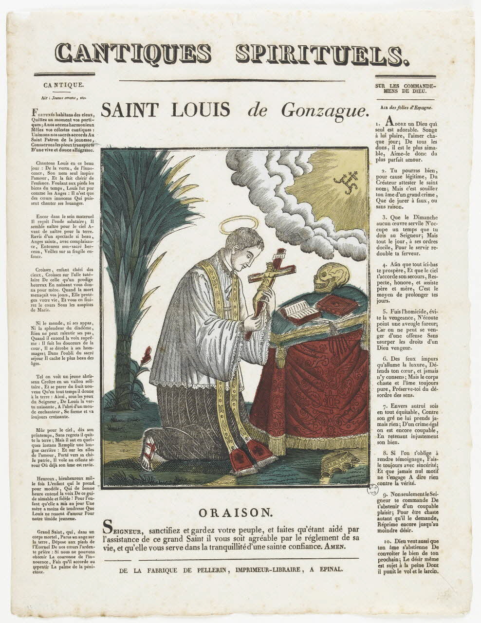 Pellerin imagerie ancienne CANTIQUES SPIRITUELS.  SAINT LOUIS de Gonzague. Lorraine, France 1837 1965.75.344 Photo RMN-Grand Palais (Mucem)