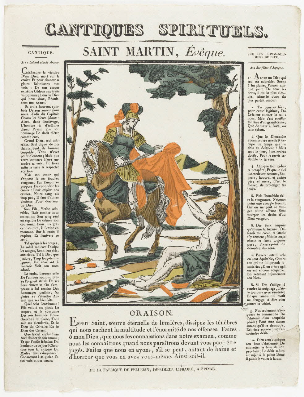 Pellerin imagerie ancienne CANTIQUES SPIRITUELS.  SAINT MARTIN, Evêque. Lorraine, France 1837 1965.75.346 Photo RMN-Grand Palais (Mucem)