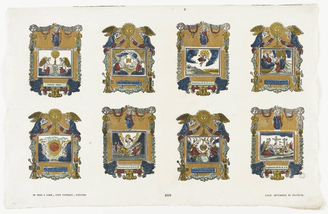Antoine Thiébault ; Simon-François Blocquel imagerie ancienne Planche de saintetés Lille 1830-1837 1965.75.574 Photo RMN-Grand Palais (Mucem)