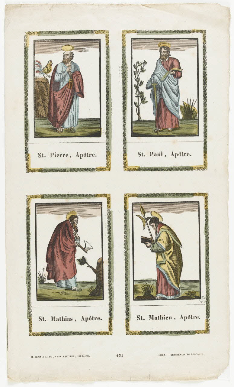 Jean-Baptiste Castiaux ; Simon-François Blocquel imagerie ancienne Planche de saintetés Lille 1809-1837 1965.75.581 Photo RMN-Grand Palais (Mucem)