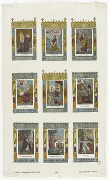 Pierre Mignard ; Jean-Baptiste Castiaux imagerie ancienne Planche de saintetés Lille 1809-1837 1965.75.583 Photo RMN-Grand Palais (Mucem)