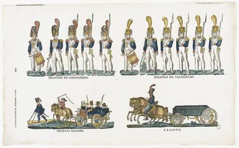 Jean-Baptiste Castiaux ; Simon-François Blocquel imagerie ancienne Planche de militaires Lille 1809-1837 1965.75.596 Photo RMN-Grand Palais (Mucem)