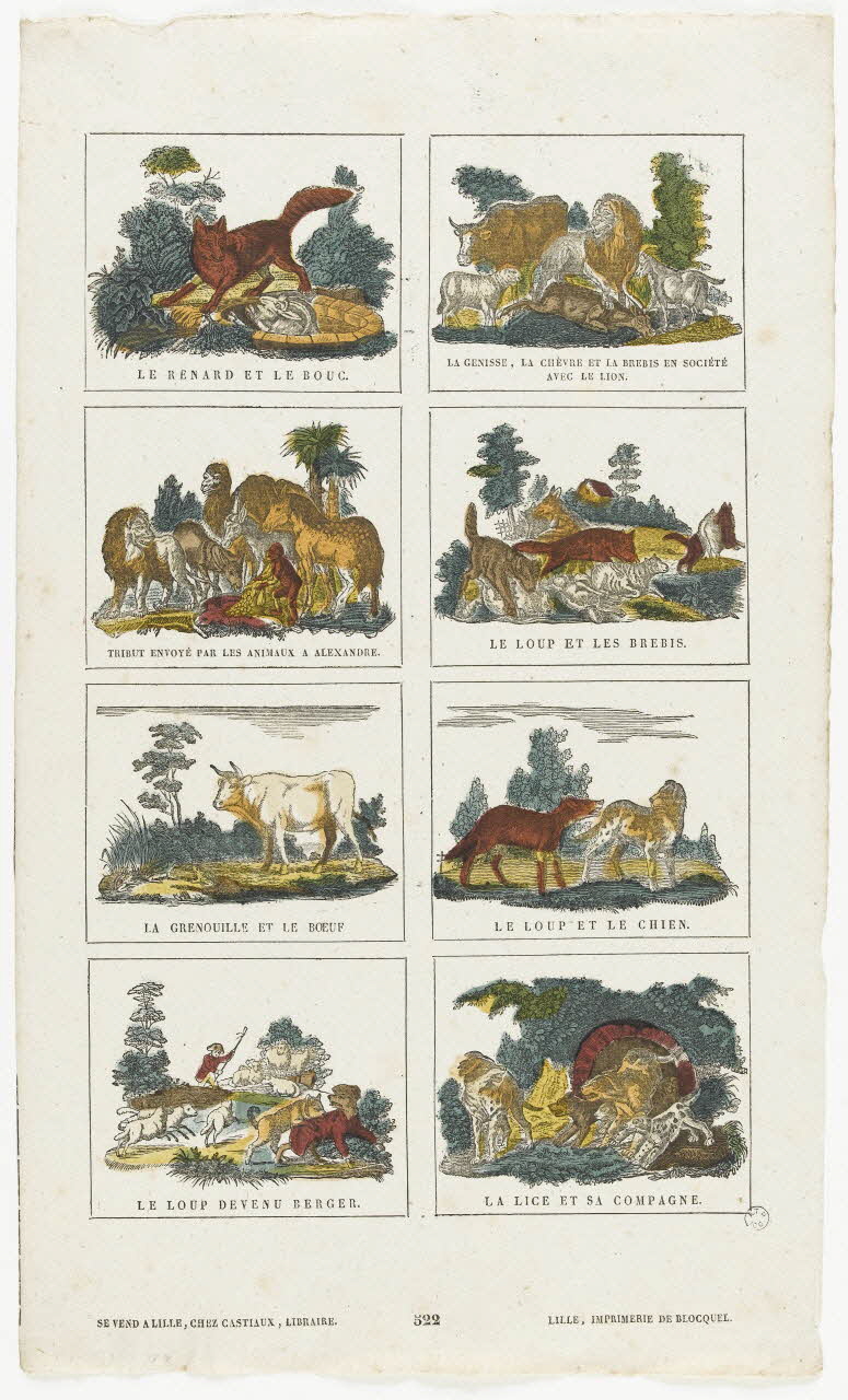 Saint Just César ; Jean-Baptiste Castiaux ; Simon-François Blocquel imagerie ancienne Planche de fables Lille 1809-1837 1965.75.601 Photo RMN-Grand Palais (Mucem)