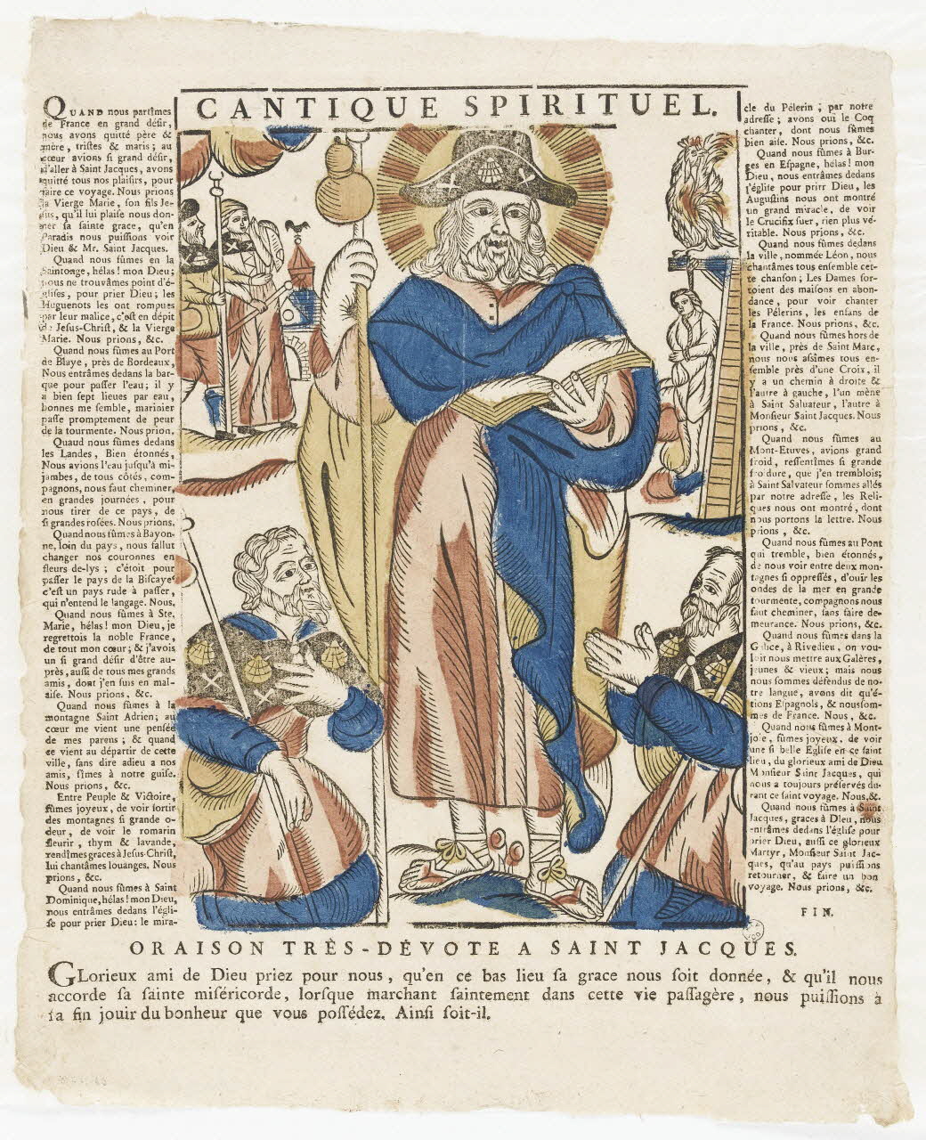 Jean-Baptiste Letourmy imagerie ancienne CANTIQUE SPIRITUEL.  ORAISON TRES-DEVOTE A SAINT JACQUES. Orléans 1774-1800 1965.75.798 Photo RMN-Grand Palais (Mucem)