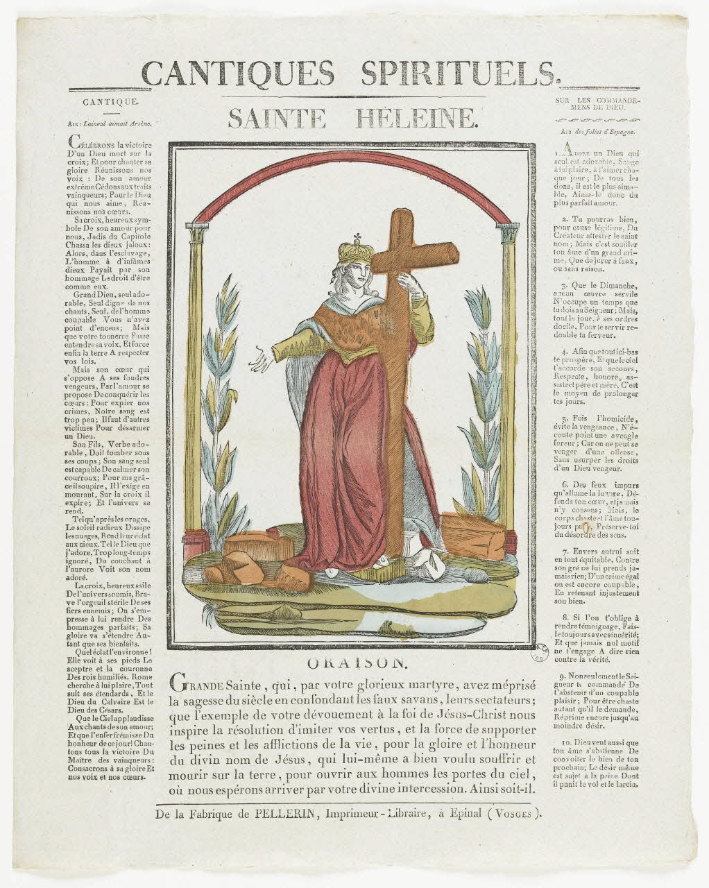 Pellerin imagerie ancienne CANTIQUES SPIRITUELS  SAINTE HELEINE. Lorraine, France 1837 1979.82.30 Photo RMN-Grand Palais (Mucem)