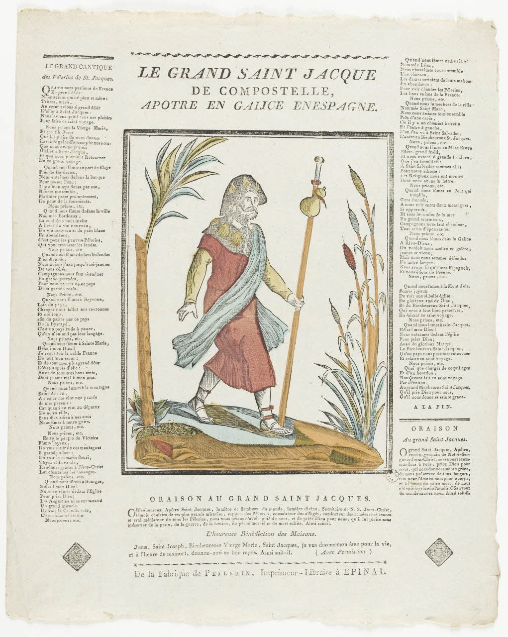 Pellerin imagerie ancienne LE GRAND SAINT JACQUE  DE COMPOSTELLE  APOTRE EN GALICE EN ESPAGNE. Lorraine, France 1837 1979.82.32 Photo RMN-Grand Palais (Mucem)