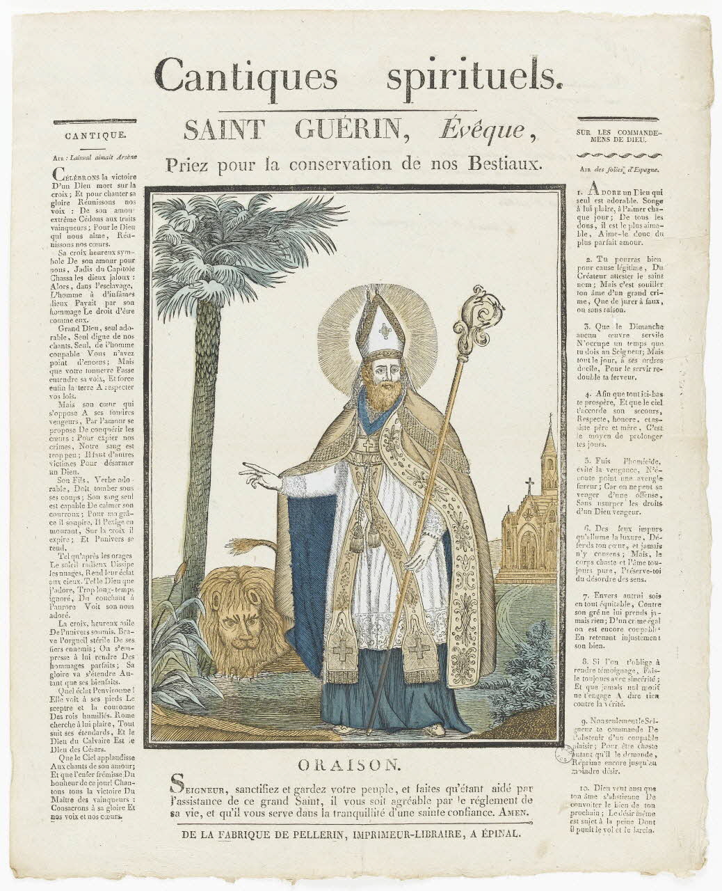 François Georgin ; Pellerin imagerie ancienne Cantiques spirituels.  SAINT GUERIN, Evêque, Lorraine, France 1837 1979.82.63 Photo RMN-Grand Palais (Mucem)
