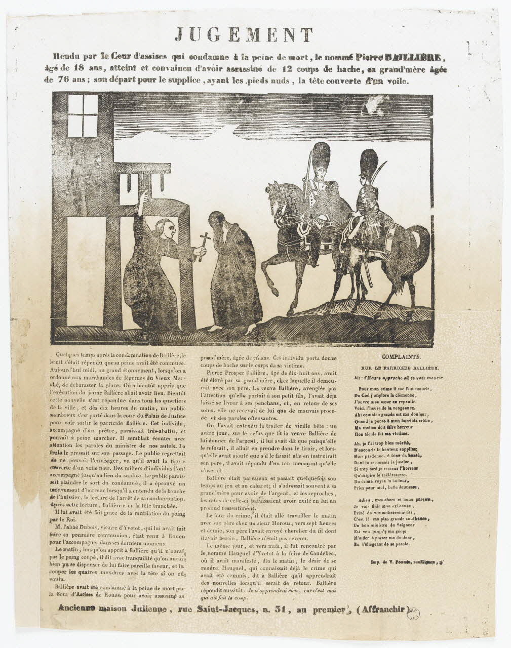 Poussin ; Ancienne Maison Julienne canard JUGEMENT Paris 1835 1995.14.11 Photo RMN-Grand Palais (Mucem)