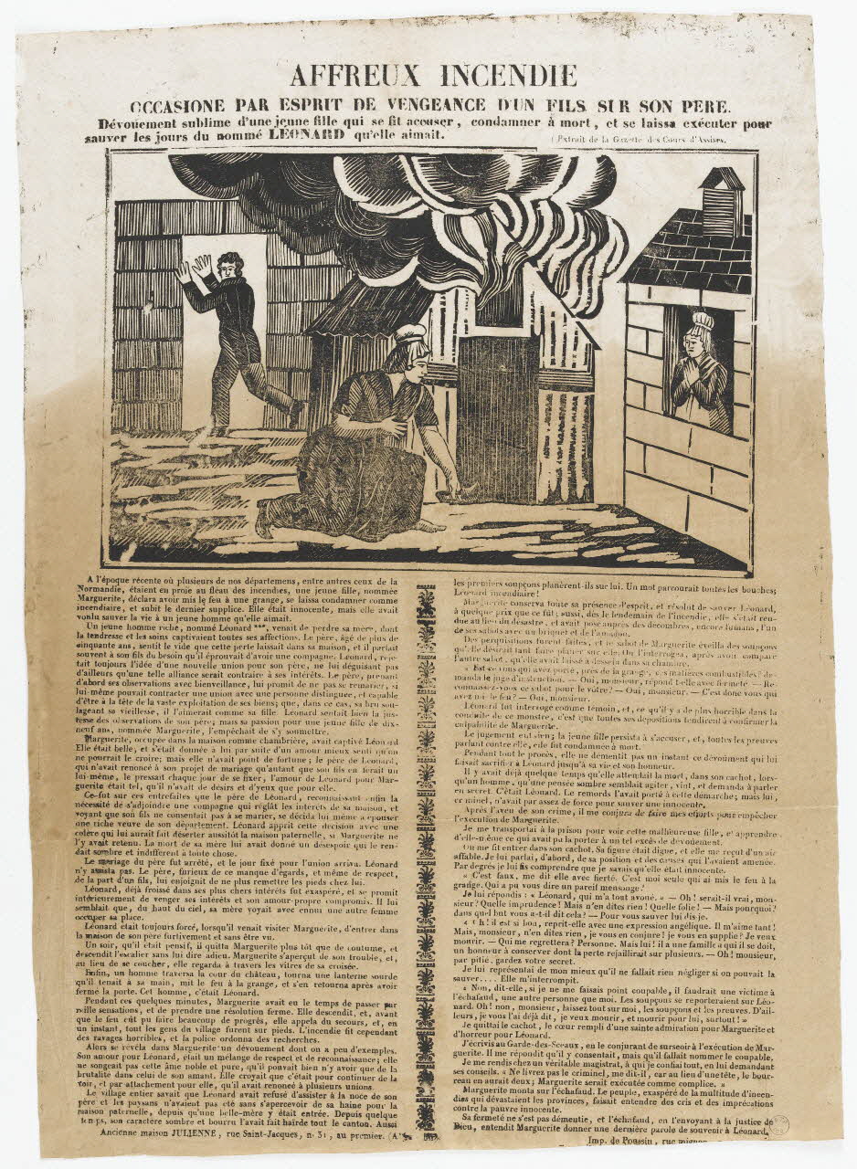 Poussin ; Ancienne Maison Julienne canard AFFREUX INCENDIE Paris 1835 1995.14.8 Photo RMN-Grand Palais (Mucem)