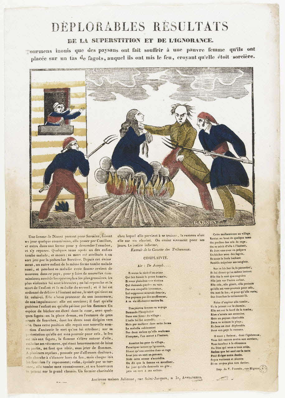Garson ; Pousssin ; Ancienne Maison Julienne canard (?) DEPLORABLES RESULTATS  DE LA SUPERSTITION ET DE L'IGNORANCE. Paris 1835 1995.14.91 Photo RMN-Grand Palais (Mucem)