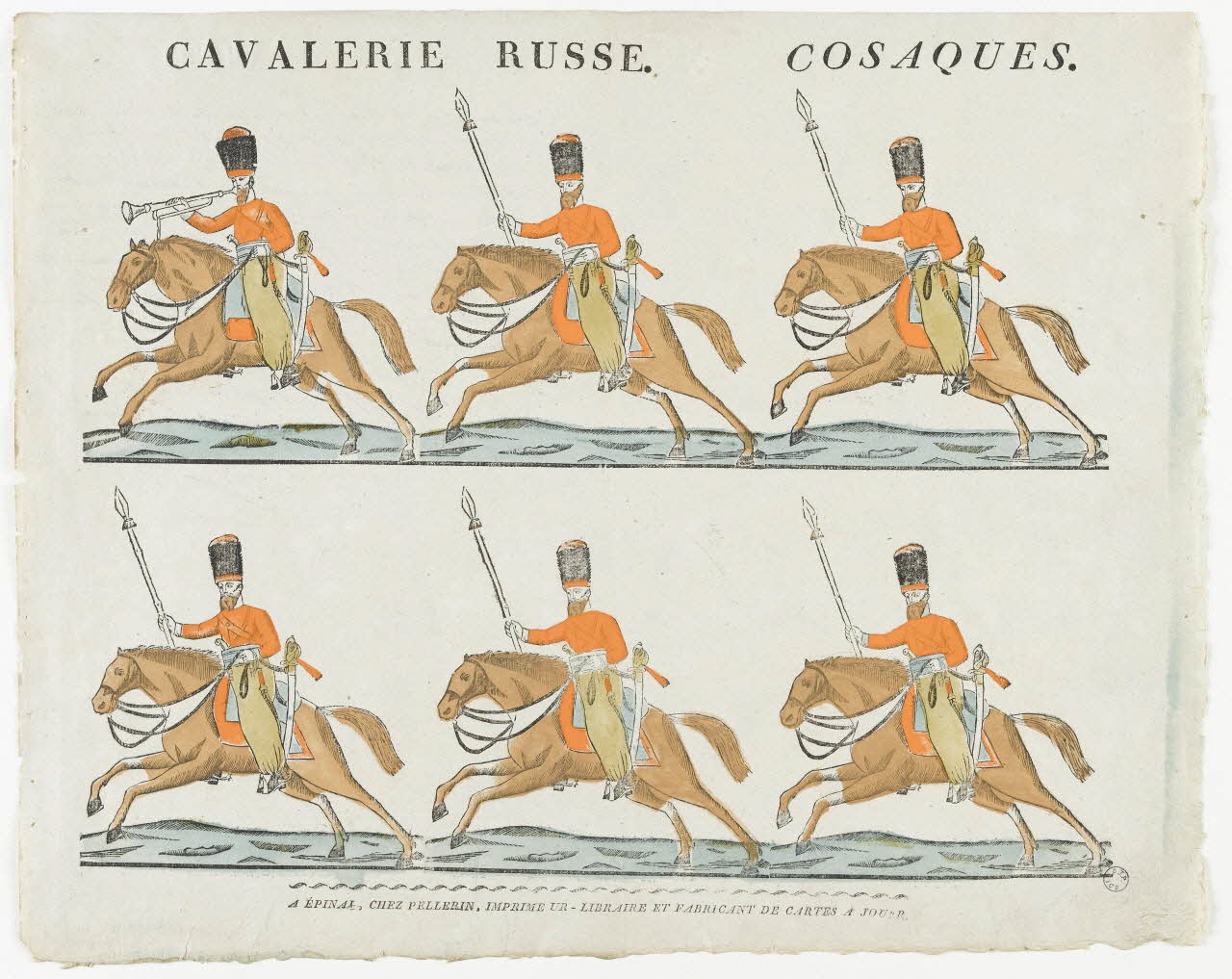 Pellerin imagerie ancienne CAVALERIE RUSSE. COSAQUES. Lorraine, France 1837 1979.82.122 Photo RMN-Grand Palais (Mucem)
