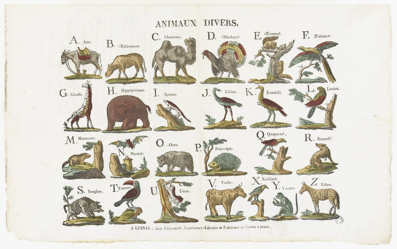 Pellerin imagerie ancienne ANIMAUX DIVERS. Lorraine, France 1837 1979.82.21 Photo RMN-Grand Palais (Mucem)