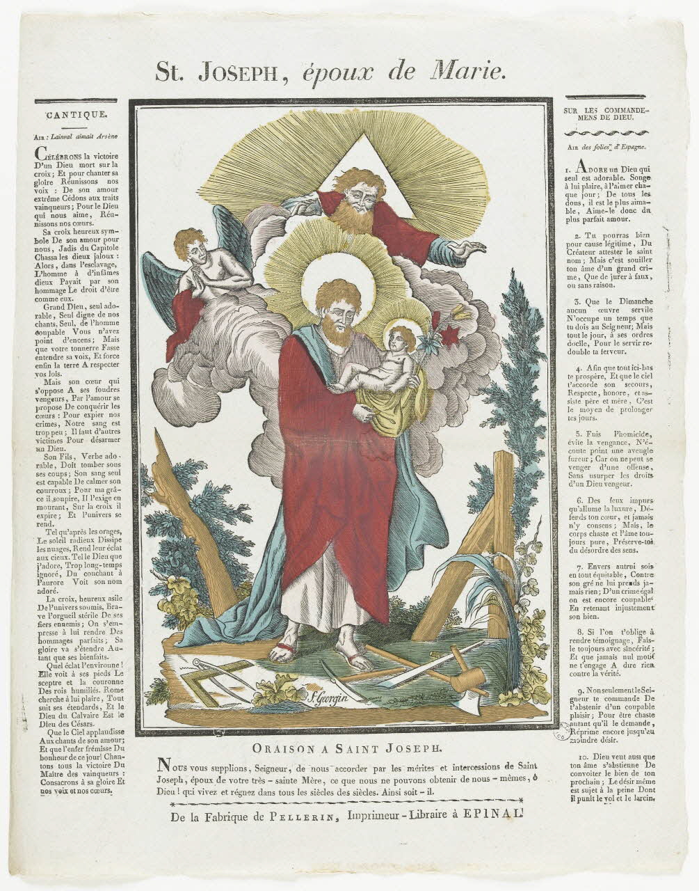 Pellerin imagerie ancienne St. JOSEPH, époux de Marie. Lorraine, France 1837 1979.82.34 Photo RMN-Grand Palais (Mucem)