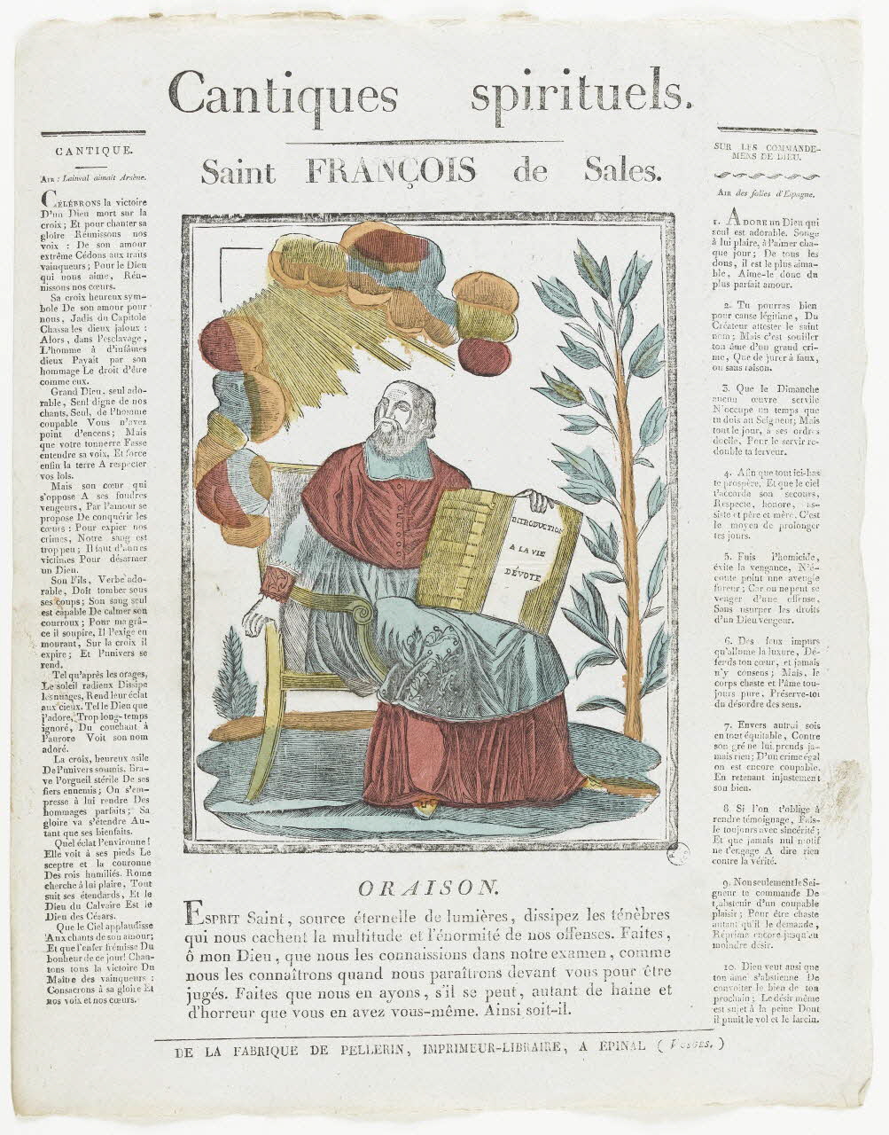 Pellerin imagerie ancienne Cantiques spirituels.  Saint FRANCOIS de Sales. Lorraine, France 1837 1979.82.82 Photo RMN-Grand Palais (Mucem)