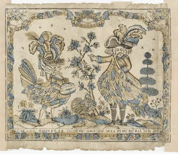 Pierre-Fiacre Perdoux imagerie ancienne LE COCQ HARDI ET LA COCOTTE ANGLOISE OU LA REINE DU BAL. F. M. (III) Orléans 1779 1989.1.2 Photo RMN-Grand Palais (Mucem)