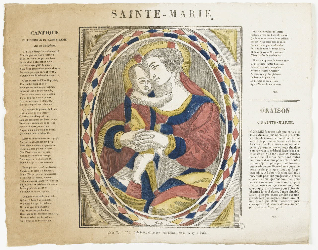 Fleuret ; Julienne imagerie ancienne SAINTE-MARIE. Paris 1830-1835 1995.14.26 Photo RMN-Grand Palais (Mucem)