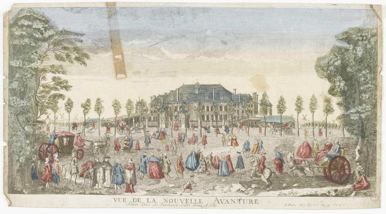imagerie ancienne VUE DE LA NOUVELLE AVANTURE (sic)  Située dans le Fauxbourg Notre Dame A Lille 2002.11.17 Photo RMN-Grand Palais (Mucem)