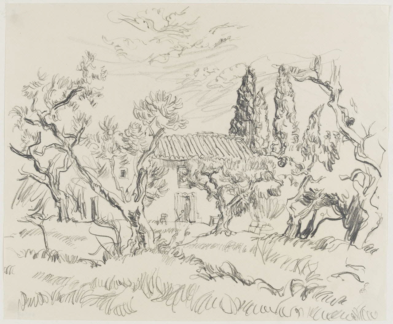 André Jordan dessin Oliviers et cyprès à Eygalières (Bouches-du-Rhône) 1943 1943.19.2 Photo RMN-Grand Palais (Mucem)