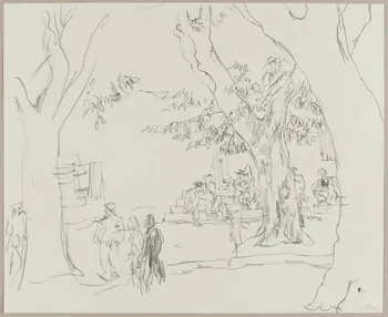 André Jordan dessin Joueurs de boules à Saint Rémy (Bouches-du-Rhône) 1943 1943.19.3 Photo RMN-Grand Palais (Mucem)