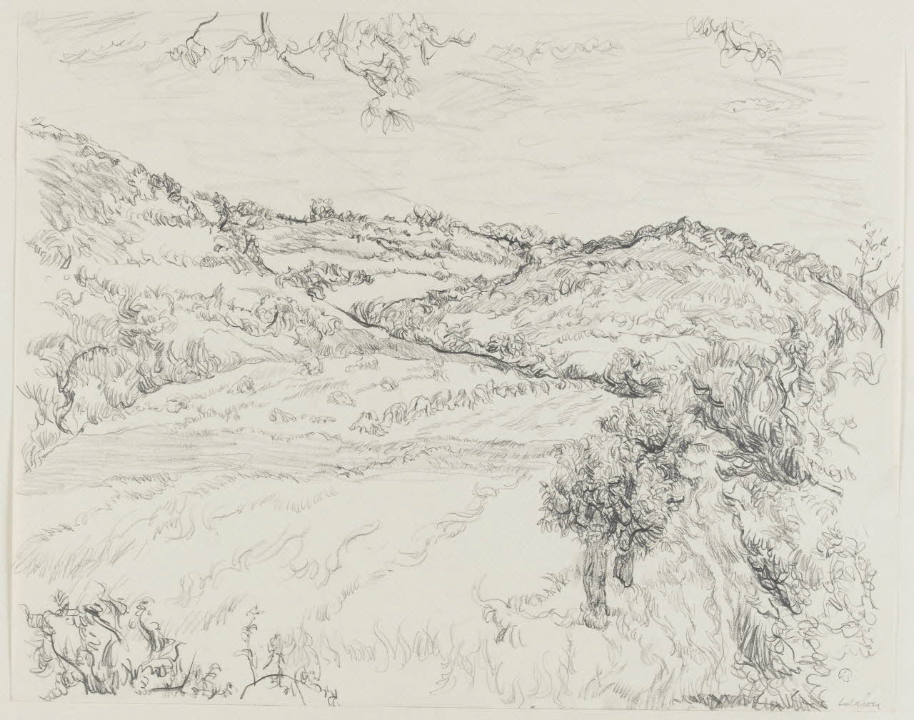 André Jordan dessin COLLINES DANS LE LUBERON  VAUCLUSE  1943 1943 1943.19.7 Photo RMN-Grand Palais (Mucem)