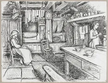 Jean Amblard dessin Lit clos dans la salle commune à Leffrais 1944 1944.3.25 Photo RMN-Grand Palais (Mucem)