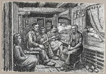 Jean Amblard dessin La veillée chez Jacques Sembel à Montcheneix 1944 1944.3.28  Photo RMN - Grand Palais (MuCEM) - Jean-Gilles Berizzi