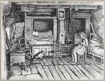 Jean Amblard dessin Lit clos à Le Frais 1944 1944.3.39  Photo RMN - Grand Palais (MuCEM) - Jean-Gilles Berizzi