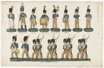 Jean-Baptiste Castiaux ; Simon-François Blocquel imagerie ancienne Planche de militaires Lille 1809-1837 1965.75.618 Photo RMN-Grand Palais (Mucem)