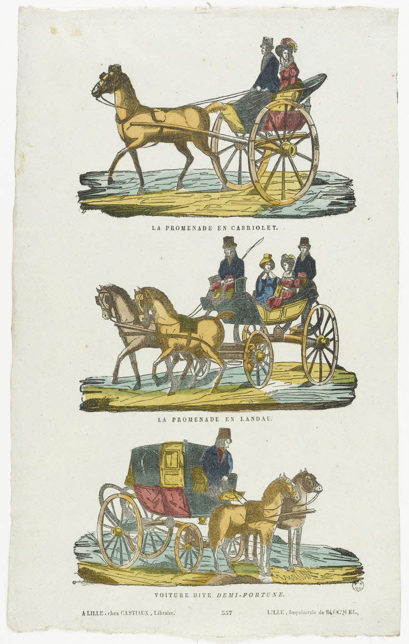 Lallou Louis Casimir ; Jean-Baptiste Castiaux ; Simon-François Blocquel imagerie ancienne Voitures à attelage Lille 1832-1837 1965.75.620 Photo RMN-Grand Palais (Mucem)
