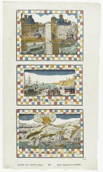 Antoine Thiébault ; Jean-Baptiste Castiaux ; Simon-François Blocquel imagerie ancienne Planche de scènes historiques Lille 1829-1837 1965.75.622 Photo RMN-Grand Palais (Mucem)