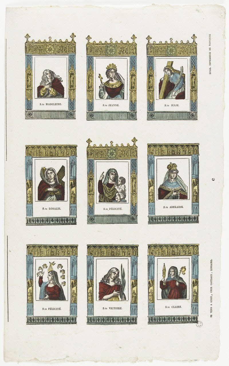 Jean-Baptiste Castiaux ; Simon-François Blocquel imagerie ancienne Planche de saintetés Lille 1809-1837 1965.75.636 Photo RMN-Grand Palais (Mucem)