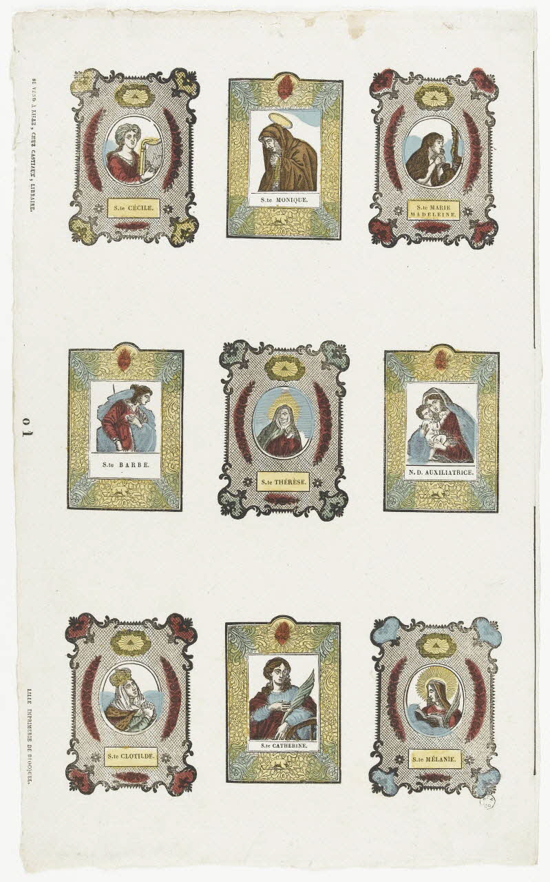 Jean-Baptiste Castiaux ; Simon-François Blocquel imagerie ancienne Planche de saintetés Lille 1809-1837 1965.75.638 Photo RMN-Grand Palais (Mucem)