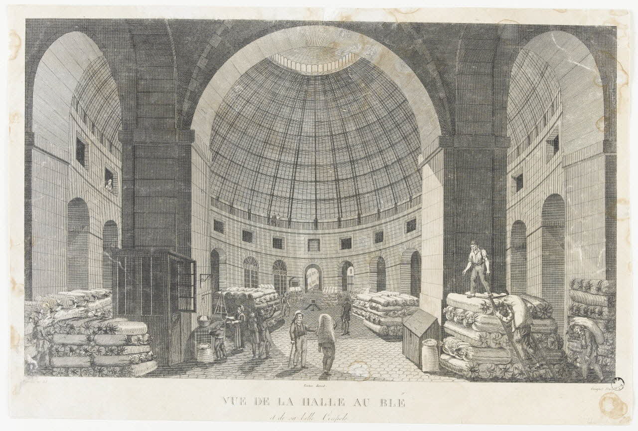 Courvoisier ; Guiguet ; Fortier Claude-François imagerie ancienne VUE DE LA HALLE AU BLE  et de sa belle Coupole. Paris 1836 1975.86.11 Photo RMN-Grand Palais (Mucem)