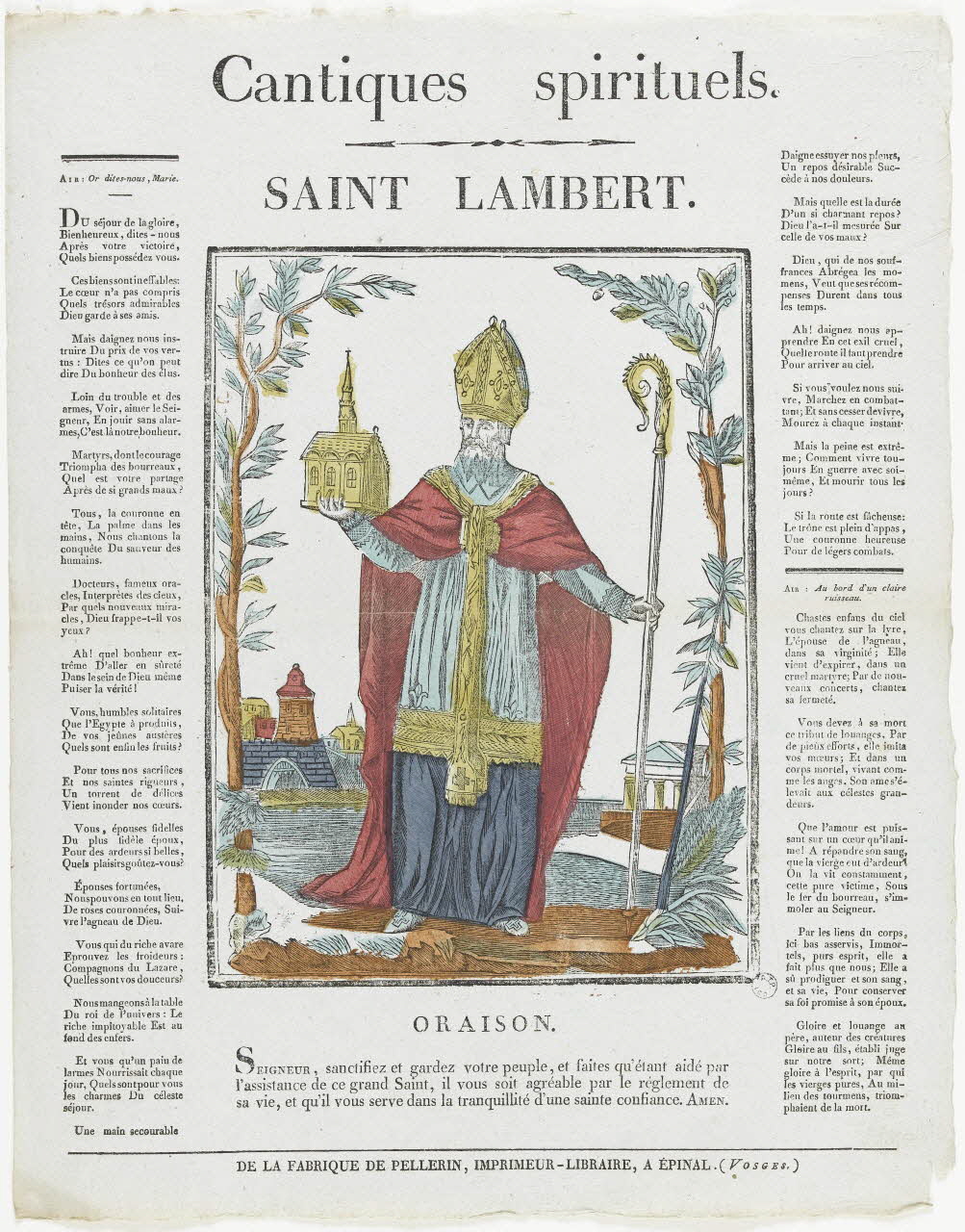 Pellerin imagerie ancienne Cantiques spirituels.  SAINT LAMBERT. Lorraine, France 1837 1979.82.35 Photo RMN-Grand Palais (Mucem)