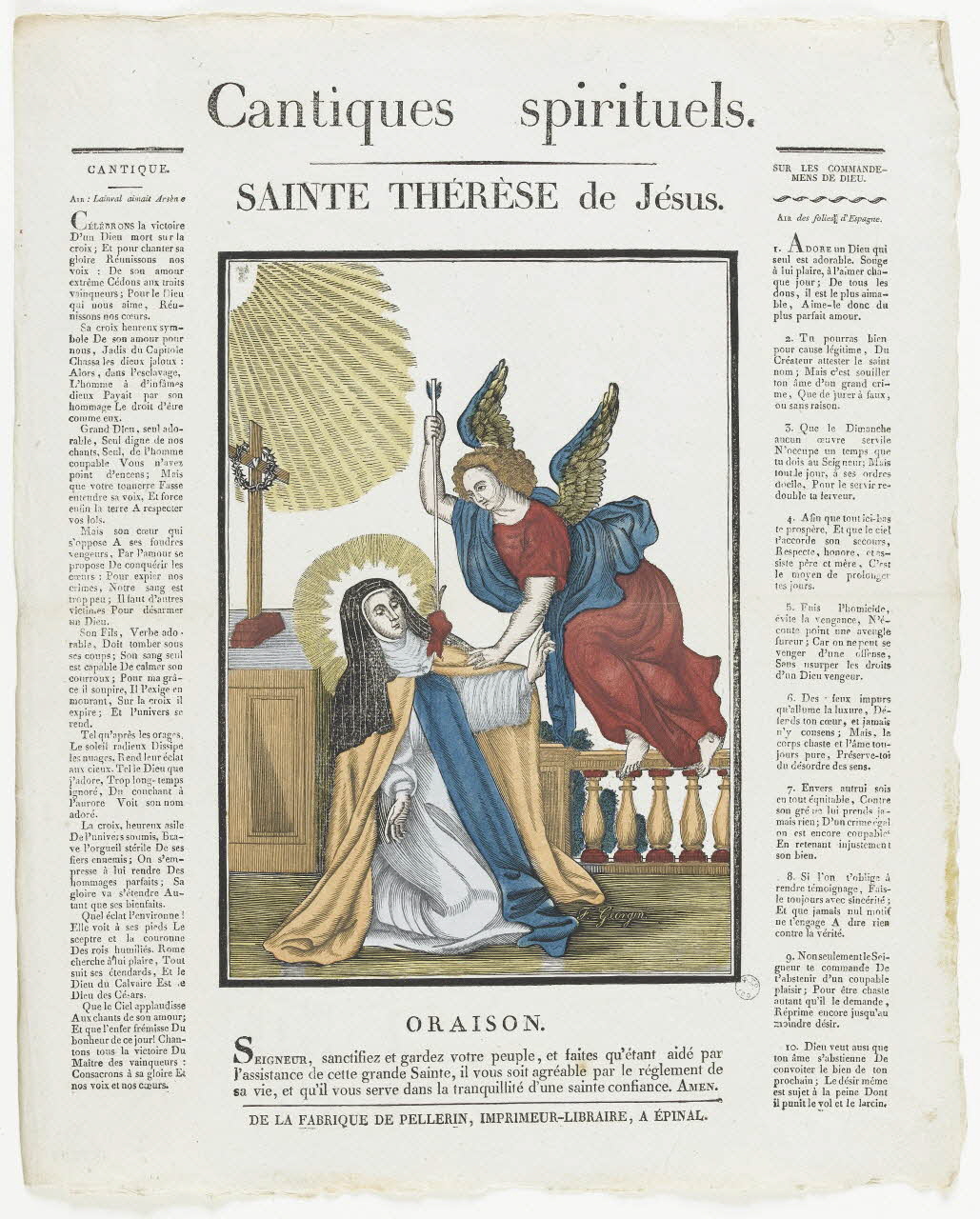 Pellerin imagerie ancienne Cantiques spirituels.  SAINTE THERESE de Jesus. Lorraine, France 1837 1979.82.59 Photo RMN-Grand Palais (Mucem)