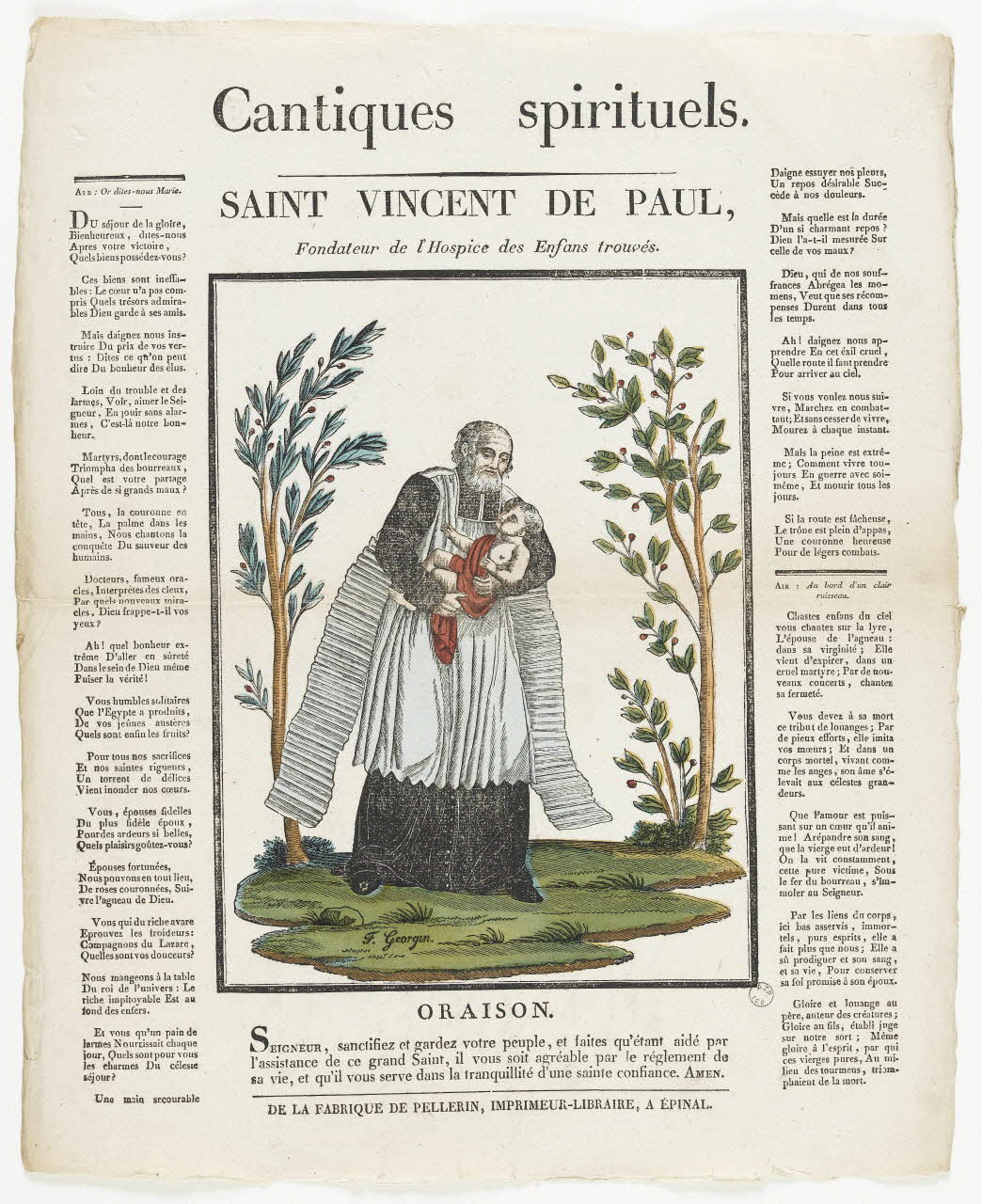 François Georgin ; Pellerin imagerie ancienne Cantiques spirituels.  SAINT VINCENT DE PAUL Lorraine, France 1837 1979.82.62 Photo RMN-Grand Palais (Mucem)