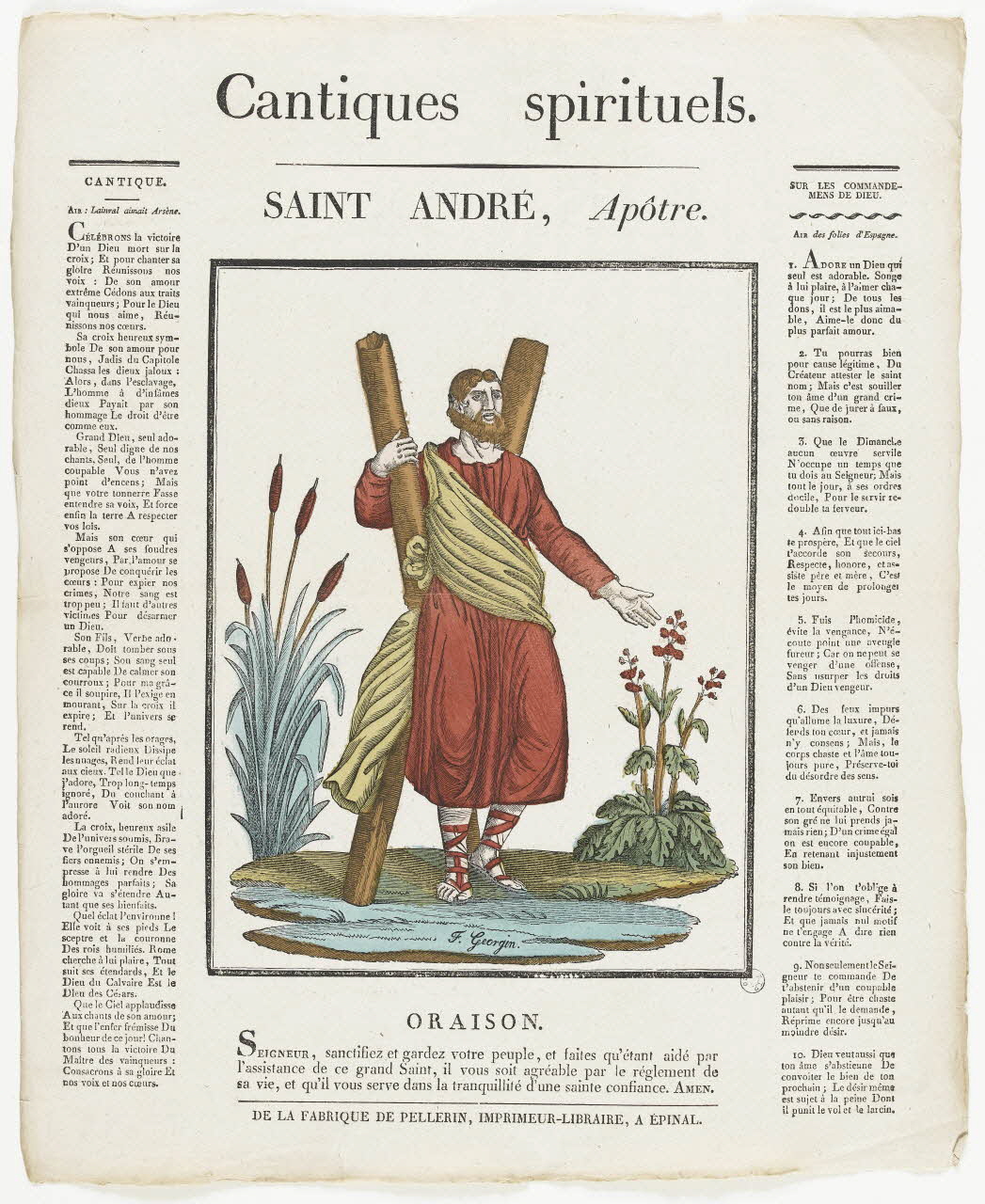 François Georgin ; Pellerin imagerie ancienne Cantiques spirituels.  SAINT ANDRE, Apôtre. Lorraine, France 1837 1979.82.85 Photo RMN-Grand Palais (Mucem)
