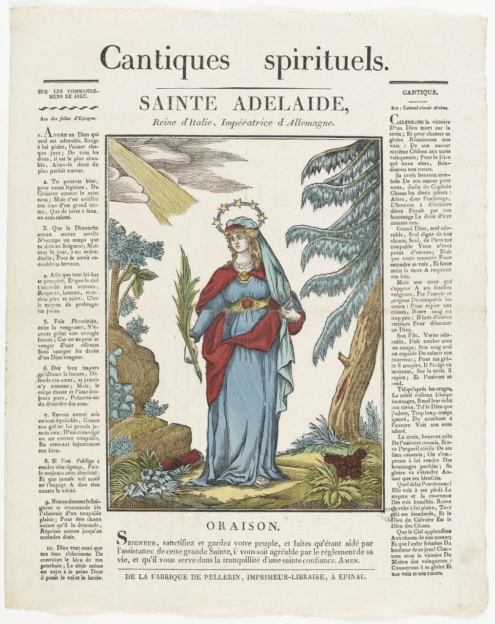 Pellerin imagerie ancienne Cantiques spirituels.  SAINTE ADELAIDE, Lorraine, France 1837 1979.82.91 Photo RMN-Grand Palais (Mucem)