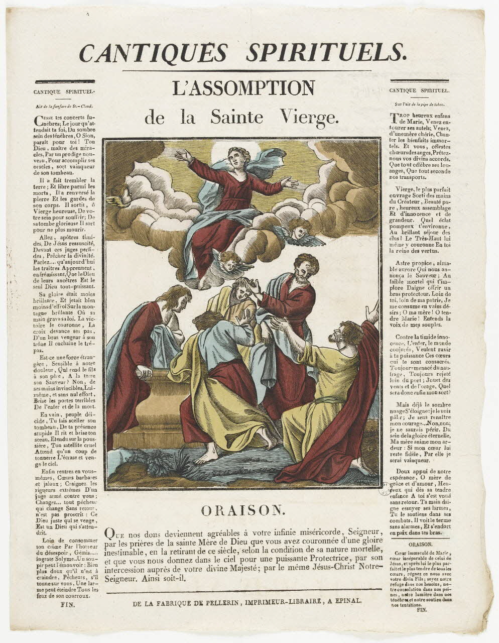 François Georgin ; Pellerin imagerie ancienne CANTIQUES SPIRITUELS.  L'ASSOMPTION  de la Sainte Vierge. Lorraine, France 1837 1979.82.92 Photo RMN-Grand Palais (Mucem)